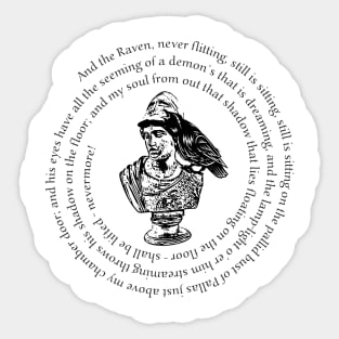 Edgar Allan Poe Raven Poem - Bust Of Pallas Athena 1 Sticker